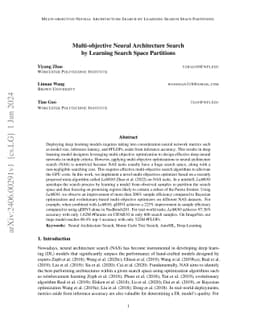 Multi-Objective Neural Architecture Search by Learning Search Space
  Partitions