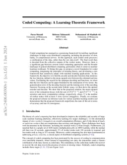 Coded Computing: A Learning-Theoretic Framework