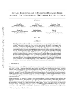 Details Enhancement in Unsigned Distance Field Learning for High-fidelity 3D Surface Reconstruction