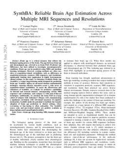 SynthBA: Reliable Brain Age Estimation Across Multiple MRI Sequences and
  Resolutions