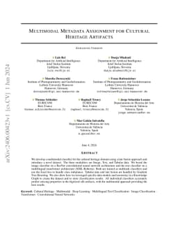 Multimodal Metadata Assignment for Cultural Heritage Artifacts