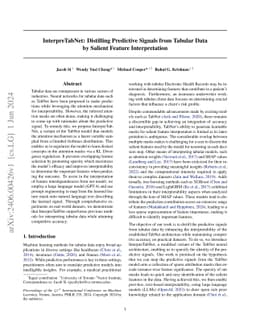 InterpreTabNet: Distilling Predictive Signals from Tabular Data by
  Salient Feature Interpretation