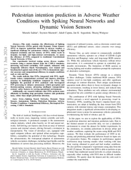 Pedestrian intention prediction in Adverse Weather Conditions with
  Spiking Neural Networks and Dynamic Vision Sensors