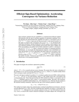 Efficient Sign-Based Optimization: Accelerating Convergence via Variance
  Reduction