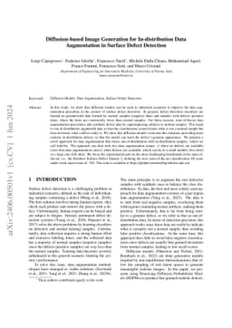 Diffusion-based Image Generation for In-distribution Data Augmentation
  in Surface Defect Detection