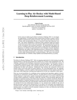 Learning to Play Air Hockey with Model-Based Deep Reinforcement Learning