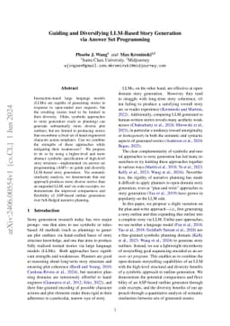 Guiding and Diversifying LLM-Based Story Generation via Answer Set
  Programming