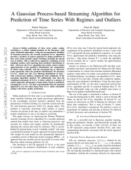 A Gaussian Process-based Streaming Algorithm for Prediction of Time
  Series With Regimes and Outliers