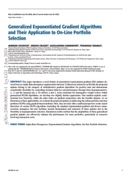 Generalized Exponentiated Gradient Algorithms and Their Application to
  On-Line Portfolio Selection