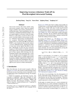 Improving Accuracy-robustness Trade-off via Pixel Reweighted Adversarial
  Training
