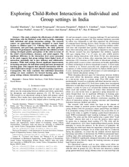Exploring Child-Robot Interaction in Individual and Group settings in
  India