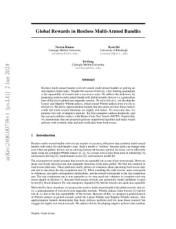 Global Rewards in Restless Multi-Armed Bandits