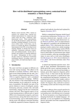 How well do distributed representations convey contextual lexical
  semantics: a Thesis Proposal