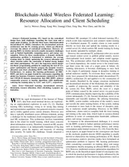 Blockchain-aided wireless federated learning: Resource allocation and
  client scheduling