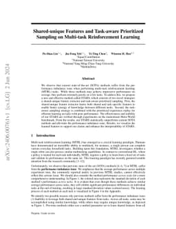 Shared-unique Features and Task-aware Prioritized Sampling on Multi-task
  Reinforcement Learning