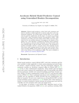Accelerate Hybrid Model Predictive Control using Generalized Benders
  Decomposition
