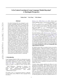 Is In-Context Learning in Large Language Models Bayesian? A Martingale
  Perspective