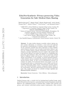 EchoNet-Synthetic: Privacy-preserving Video Generation for Safe Medical
  Data Sharing