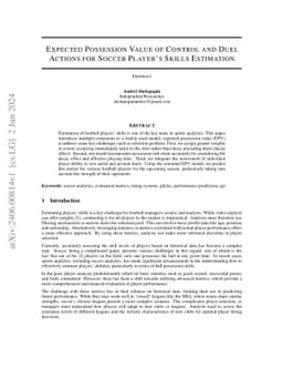 Expected Possession Value of Control and Duel Actions for Soccer
  Player's Skills Estimation