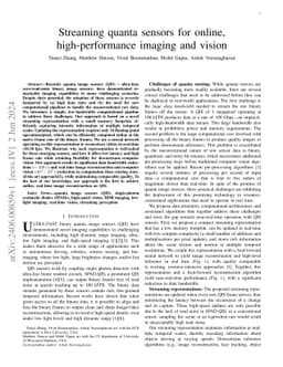 Streaming quanta sensors for online, high-performance imaging and vision