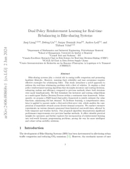Dual Policy Reinforcement Learning for Real-time Rebalancing in
  Bike-sharing Systems