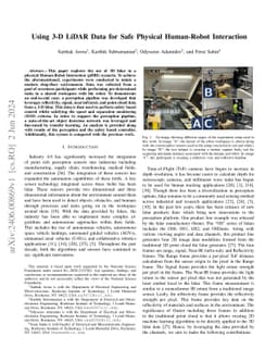Using 3-D LiDAR Data for Safe Physical Human-Robot Interaction