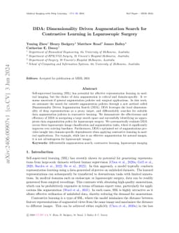 DDA: Dimensionality Driven Augmentation Search for Contrastive Learning
  in Laparoscopic Surgery