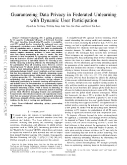 Guaranteeing Data Privacy in Federated Unlearning with Dynamic User
  Participation