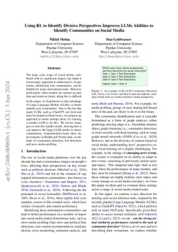 Using RL to Identify Divisive Perspectives Improves LLMs Abilities to
  Identify Communities on Social Media