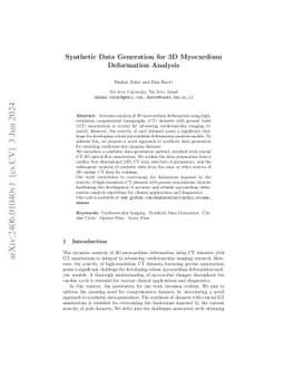 Synthetic Data Generation for 3D Myocardium Deformation Analysis