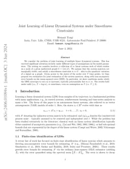 Joint Learning of Linear Dynamical Systems under Smoothness Constraints