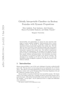 Globally Interpretable Classifiers via Boolean Formulas with Dynamic
  Propositions