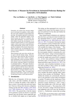 Favi-Score: A Measure for Favoritism in Automated Preference Ratings for
  Generative AI Evaluation