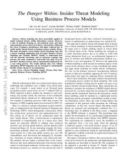The Danger Within: Insider Threat Modeling Using Business Process Models