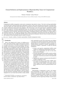 Formal Definition and Implementation of Reproducibility Tenets for
  Computational Workflows