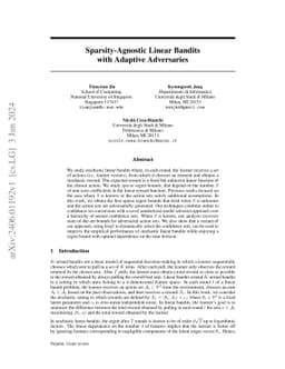 Sparsity-Agnostic Linear Bandits with Adaptive Adversaries