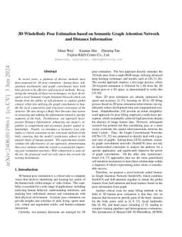 3D WholeBody Pose Estimation based on Semantic Graph Attention Network
  and Distance Information