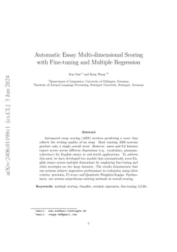 Automatic Essay Multi-dimensional Scoring with Fine-tuning and Multiple
  Regression