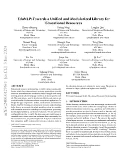 EduNLP: Towards a Unified and Modularized Library for Educational
  Resources