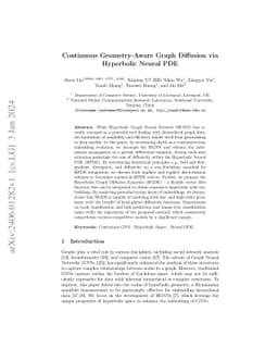 Continuous Geometry-Aware Graph Diffusion via Hyperbolic Neural PDE