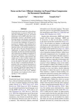 Focus on the Core: Efficient Attention via Pruned Token Compression for
  Document Classification