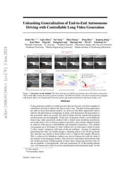 Unleashing Generalization of End-to-End Autonomous Driving with
  Controllable Long Video Generation