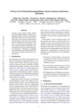 Privacy in LLM-based Recommendation: Recent Advances and Future
  Directions