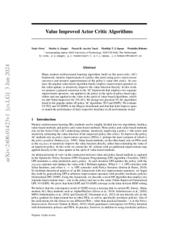 Value Improved Actor Critic Algorithms