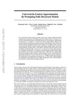 Universal In-Context Approximation By Prompting Fully Recurrent Models
