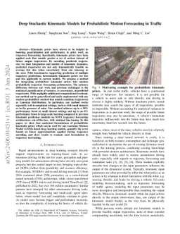 Deep Stochastic Kinematic Models for Probabilistic Motion Forecasting in
  Traffic
