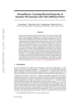 DreamPhysics: Learning Physical Properties of Dynamic 3D Gaussians with
  Video Diffusion Priors