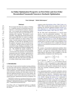 Online Optimization Perspective on First-Order and Zero-Order
  Decentralized Nonsmooth Nonconvex Stochastic Optimization