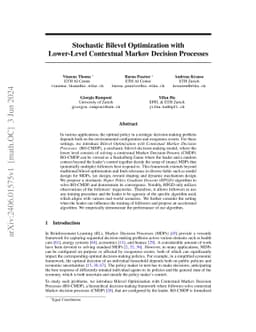 Stochastic Bilevel Optimization with Lower-Level Contextual Markov
  Decision Processes