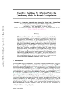 ManiCM: Real-time 3D Diffusion Policy via Consistency Model for Robotic Manipulation